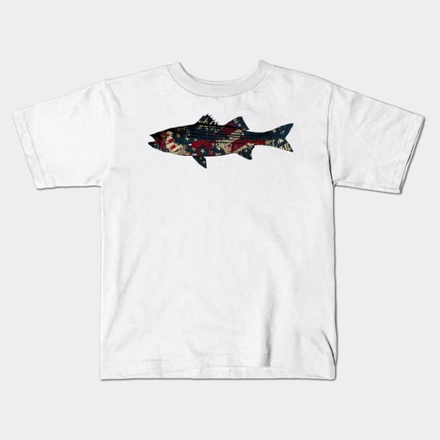 Striped bass American Fishing Kids T-Shirt by Hook Ink